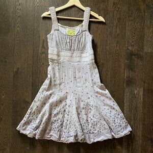 Anthropologie Floreat Embroidered Polka Dot A-Line Dress